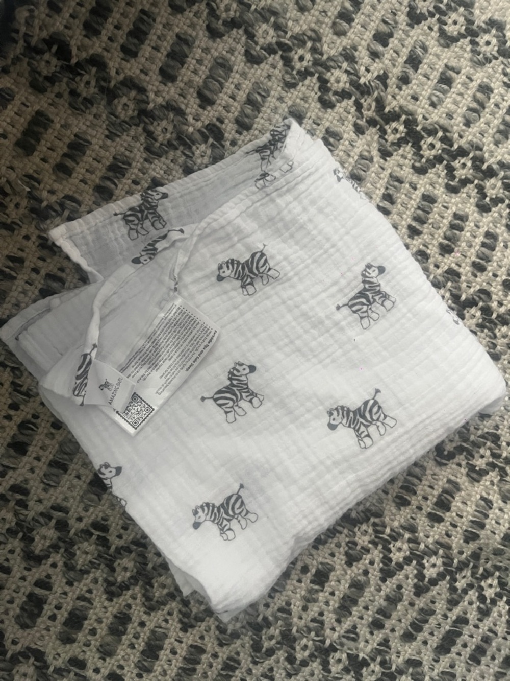 White Zebra Muslin Diaper Cover - Brand: Unbranded